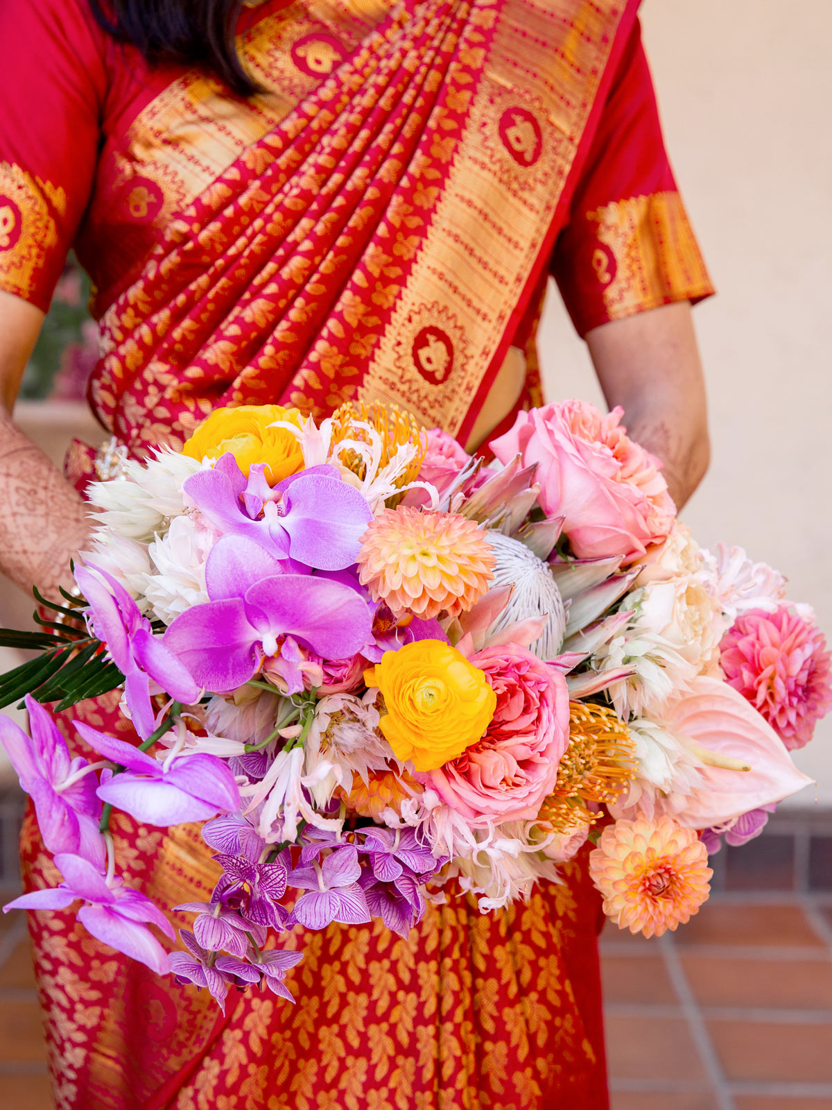 Another close-up shot of A’s wedding bouquet blooms.