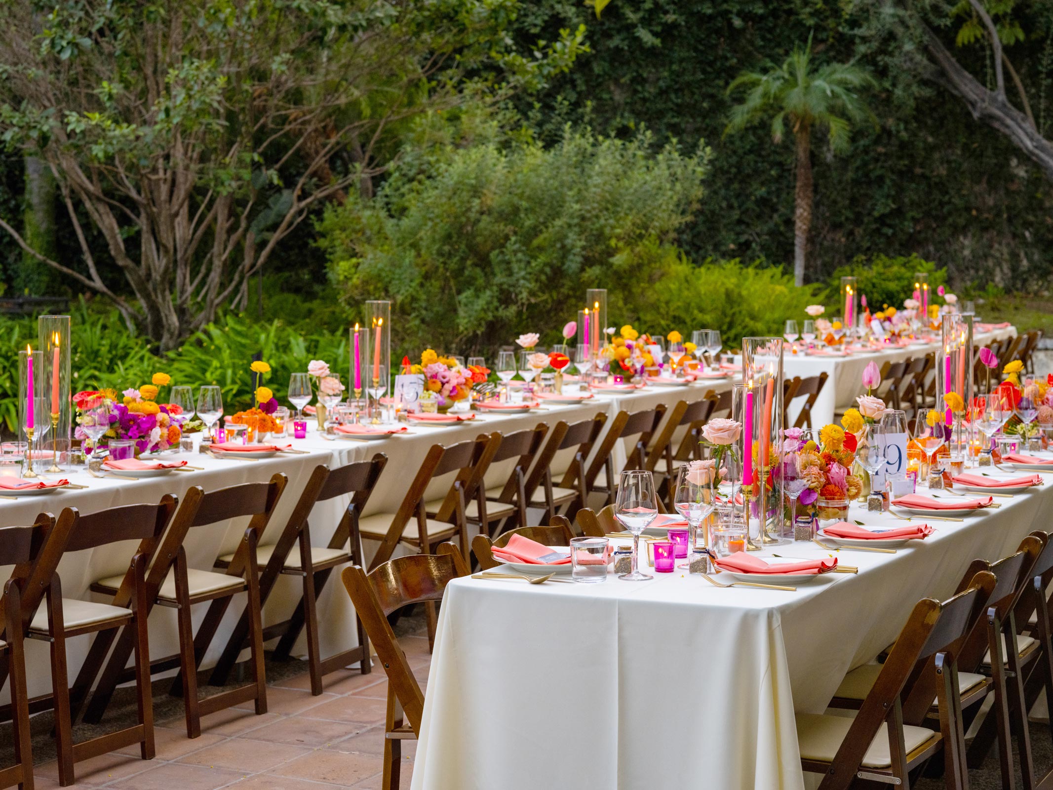 Another colorful reception shot of the tables.